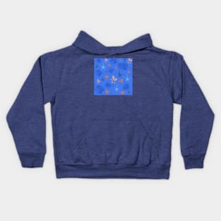 Blue leaves pattern Kids Hoodie